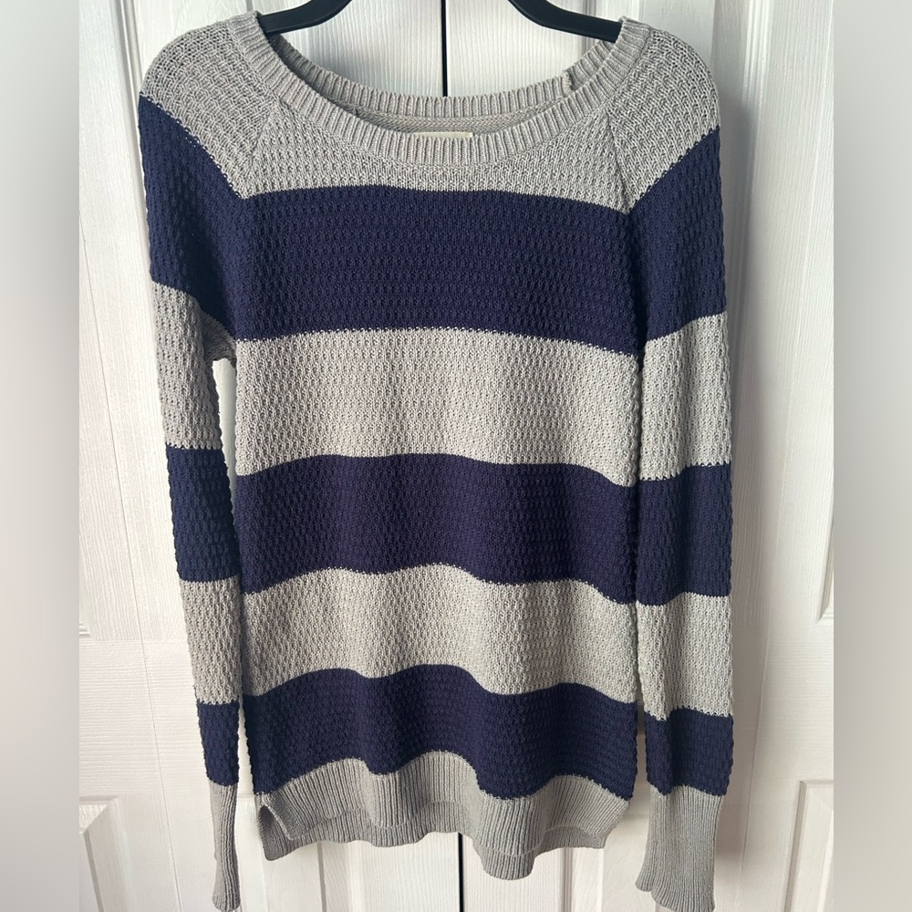 Blue and gray striped sweater - size medium, excellent used condition